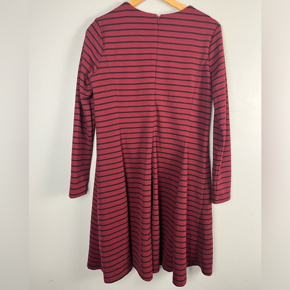 Anthropologie Hutch long sleeve burgundy/black striped Dress size M - Picture 4 of 4